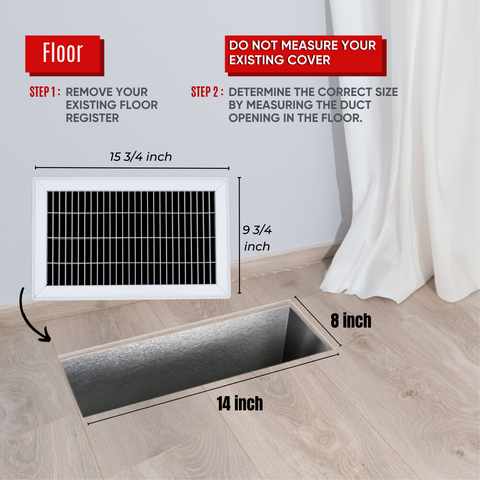 8"x14" Heavy Duty Return Air Floor Grille | Walkable White | Out. Dim.: 9-3/4"W X 15-3/4"H