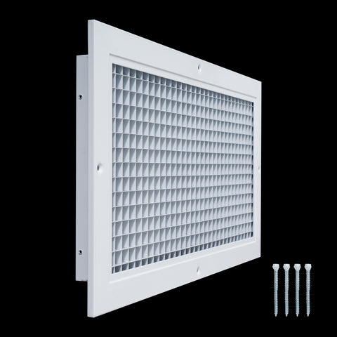 8" x 16" [Duct Opening] Aluminum Return Air Grille | Rust Proof Eggcrate Vent Cover Grill for Sidewall and Ceiling, White | Outer Dimensions: 9.75" X 17.75"