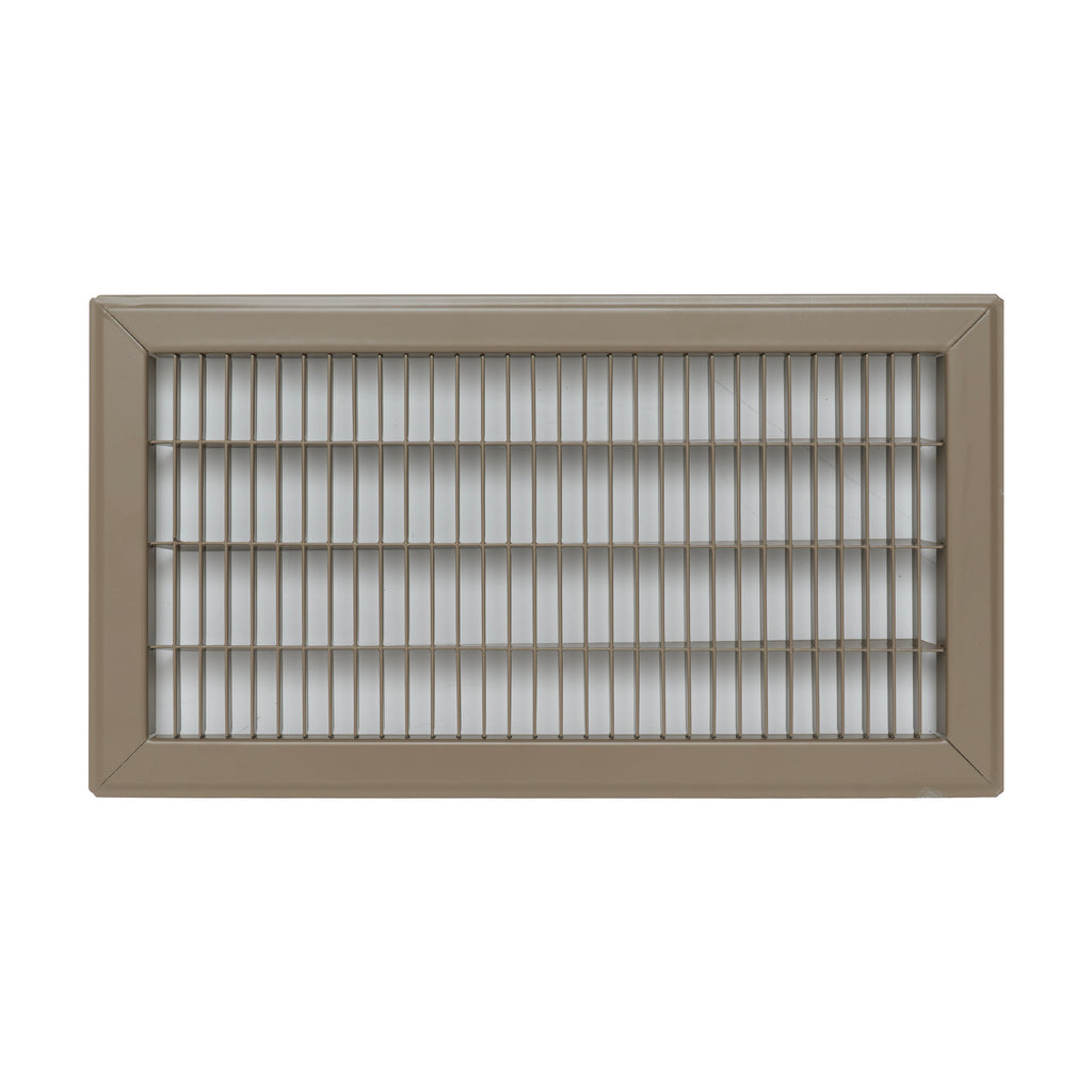 8"x16" Heavy Duty Return Air Floor Grille | Walkable Brown | Out. Dim.: 9-3/4"W X 17-3/4"H