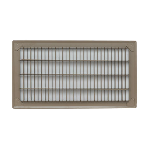 8"x16" Heavy Duty Return Air Floor Grille | Walkable Brown | Out. Dim.: 9-3/4"W X 17-3/4"H
