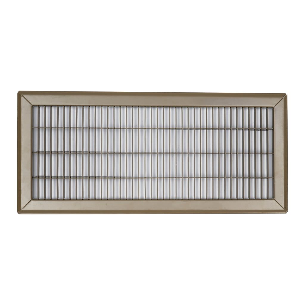 8"x20" Heavy Duty Return Air Floor Grille | Walkable Brown | Out. Dim.: 9-3/4"W X 21-3/4"H