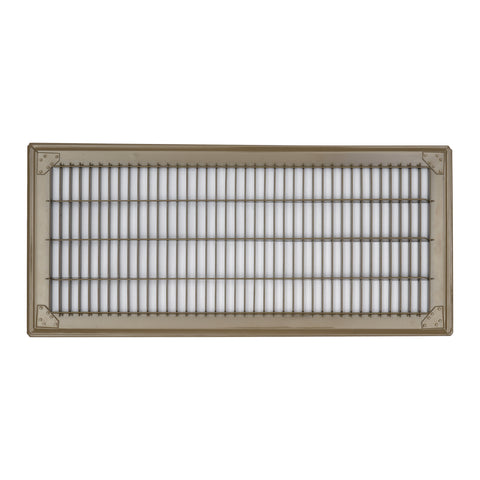 8"W x 20"H [Duct Opening] Return Air Floor Grille | Vent Cover Grill for Floor - Brown | Outer Dimensions: 9.75"W X 21.75"H