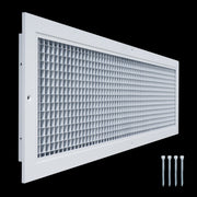 8 x 30-inch White Aluminum eggcrate return grille, angled view