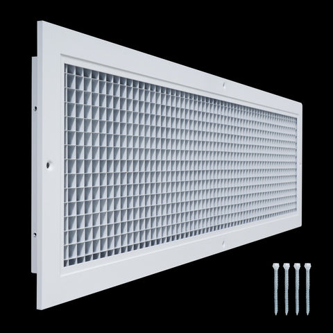 8" x 30" [Duct Opening] Aluminum Return Air Grille | Rust Proof Eggcrate Vent Cover Grill for Sidewall and Ceiling, White | Outer Dimensions: 9.75" X 31.75"