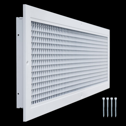 8" x 32" [Duct Opening] Aluminum Return Air Grille | Rust Proof Eggcrate Vent Cover Grill for Sidewall and Ceiling, White | Outer Dimensions: 9.75" X 33.75"