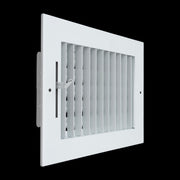 8 x 6-inch White Steel adjustable supply register, angled view