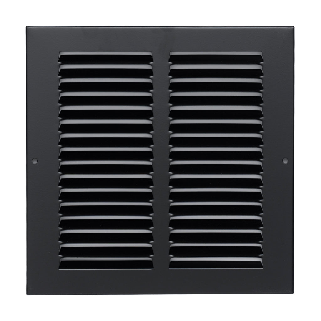 8"x8" Steel Return Air Grille – HVAC Cold Air Intake Vent Cover, Black | Out. Dim.: 9-3/4"W X 9-3/4"H