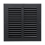 8 x 8-inch Black Steel flat stamped return grille, front view