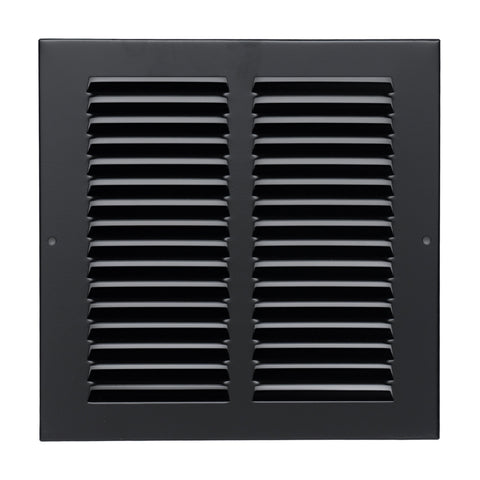 8"x8" Steel Return Air Grille – HVAC Cold Air Intake Vent Cover, Black | Out. Dim.: 9-3/4"W X 9-3/4"H