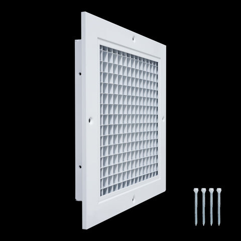 8" x 8" [Duct Opening] Aluminum Return Air Grille | Rust Proof Eggcrate Vent Cover Grill for Sidewall and Ceiling, White | Outer Dimensions: 9.75" X 9.75"