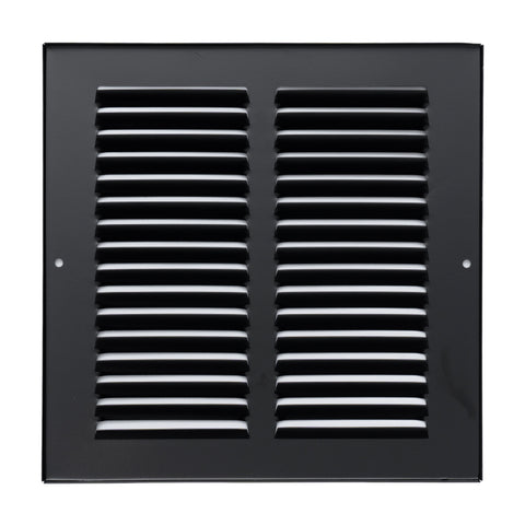 8"x8" Steel Return Air Grille – HVAC Cold Air Intake Vent Cover, Black | Out. Dim.: 9-3/4"W X 9-3/4"H