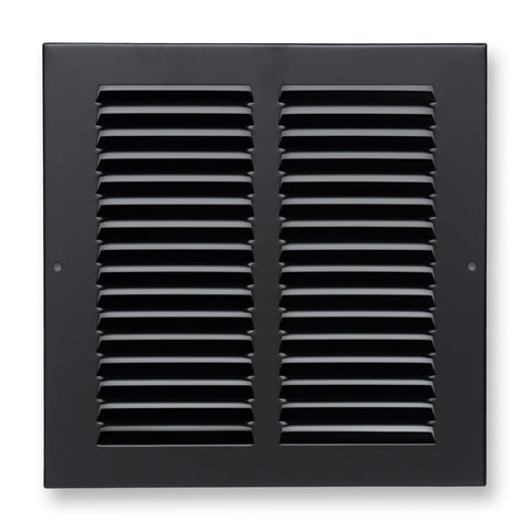 8"x8" Steel Return Air Grille – HVAC Cold Air Intake Vent Cover, Black | Out. Dim.: 9-3/4"W X 9-3/4"H