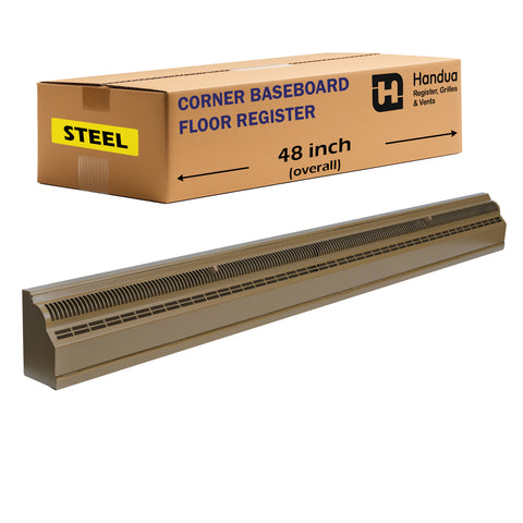 48-Inch Baseboard Air Register Grille | Vent Cover Grill | Adjustable Lever for Air Flow Control | Removable Faceplate | Brown