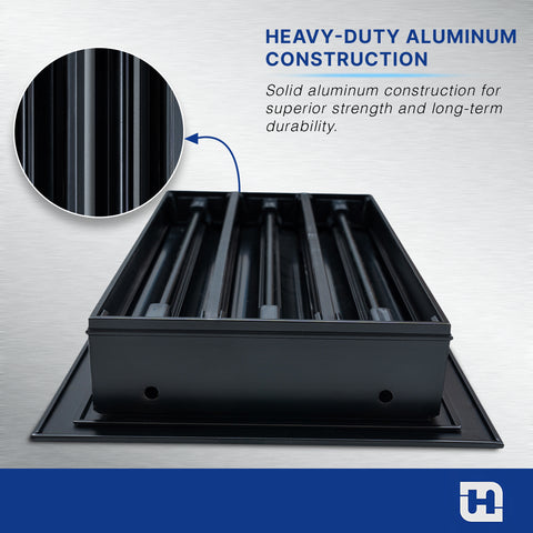 8 x 4-inch Black Aluminum linear slot diffuser, rear view