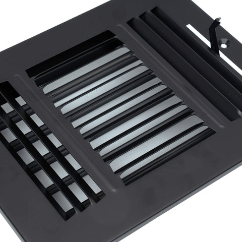 Fits 8x6 Duct Opening 3 WAY Steel Air Supply Diffuser by Handua | Register Vent Cover Grille for Sidewall and Ceiling | Black | Outer Dimensions: 9.75" X 7.75"