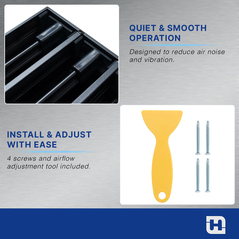 8 x 4-inch Black Aluminum linear slot diffuser, mounting screw detail