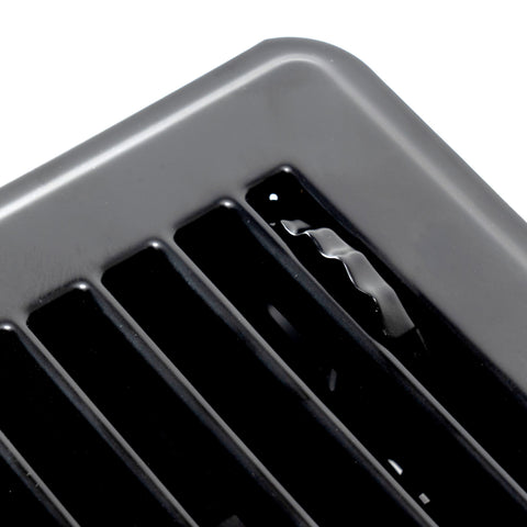 2"x14" Heavy Duty Steel Floor Register, Louvered Air Vent with Adjustable Damper | Black | Out. Dim.: 3-3/4"W X 15-3/4"H