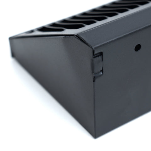 24" Black Steel Corner Baseboard Register, Round Airflow Adjustable Vent Cover