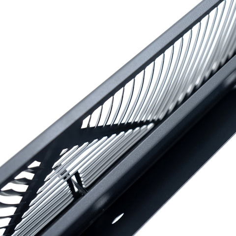 24" Black Steel Corner Baseboard Register, Round Airflow Adjustable Vent Cover