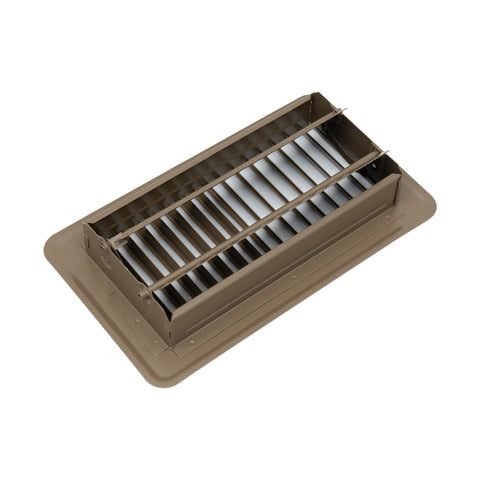 4"x8" Heavy Duty Steel Floor Register, Louvered Air Vent with Adjustable Damper | Brown | Out. Dim.: 5-1/2"W X 9-3/4"H