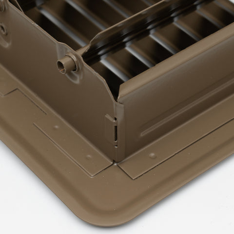 4"x8" Heavy Duty Steel Floor Register, Louvered Air Vent with Adjustable Damper | Brown | Out. Dim.: 5-1/2"W X 9-3/4"H