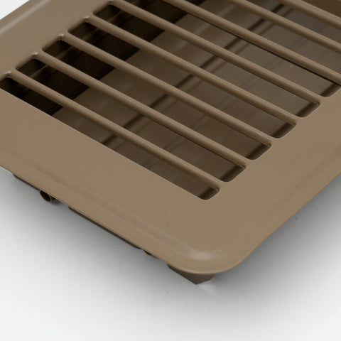 4"x8" Heavy Duty Steel Floor Register, Louvered Air Vent with Adjustable Damper | Brown | Out. Dim.: 5-1/2"W X 9-3/4"H