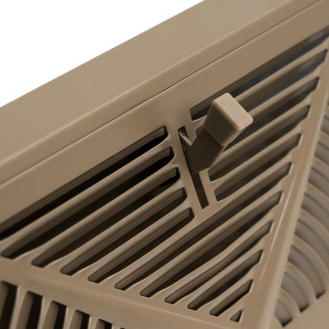 15" Brown Steel Corner Baseboard Register, Round Airflow Adjustable Vent Cover