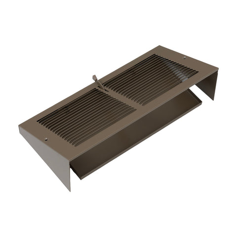 Fits 12x6 Duct Opening | Steel Triangular Baseboard Air Supply Grille with Damper| Air Register Vent Cover Grill | 3-13/16" Depth | Brown | Outer Dimensions: 13-3/4" x 6-5/8"