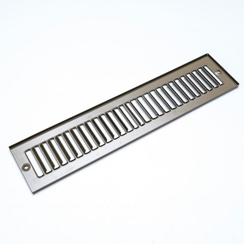 2" x 14" [Duct Opening Size] Toe Kick Register Grille | Vent Cover  | Outer Dimensions: 3.5" X 15.5" | Brown