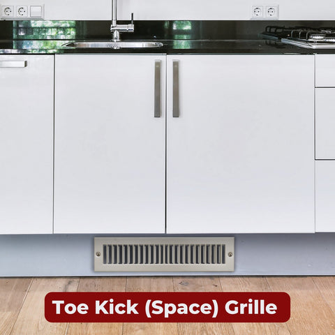 4" x 14" [Duct Opening Size] Toe Kick Register Grille | Vent Cover  | Outer Dimensions: 5.5" X 15.5" | Brown