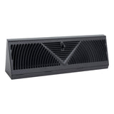 15" Black Steel Art Deco Corner Baseboard Register, Round Airflow Adjustable Vent Cover