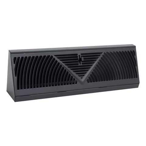 15" Black Steel Corner Baseboard Register, Round Airflow Adjustable Vent Cover