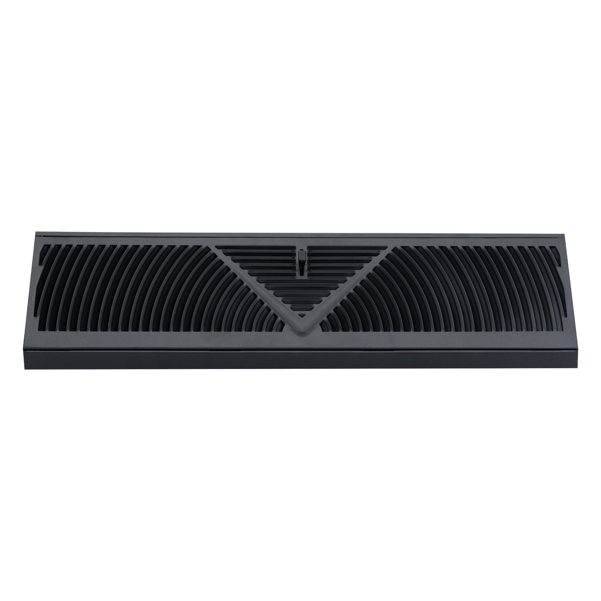 18" Black Steel Corner Baseboard Register, Round Airflow Adjustable Vent Cover
