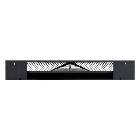 18" Black Steel Corner Baseboard Register, Round Airflow Adjustable Vent Cover