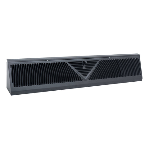 24" Black Steel Corner Baseboard Register, Round Airflow Adjustable Vent Cover