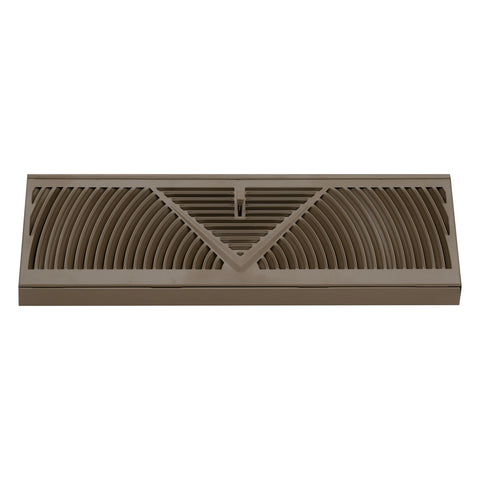 15" Brown Steel Corner Baseboard Register, Round Airflow Adjustable Vent Cover