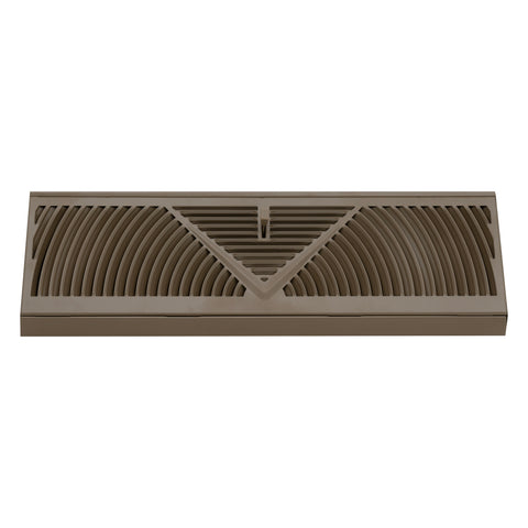 15" Brown Steel Corner Baseboard Register, Round Airflow Adjustable Vent Cover