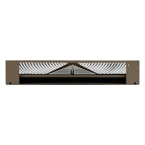 15" Brown Steel Corner Baseboard Register, Round Airflow Adjustable Vent Cover