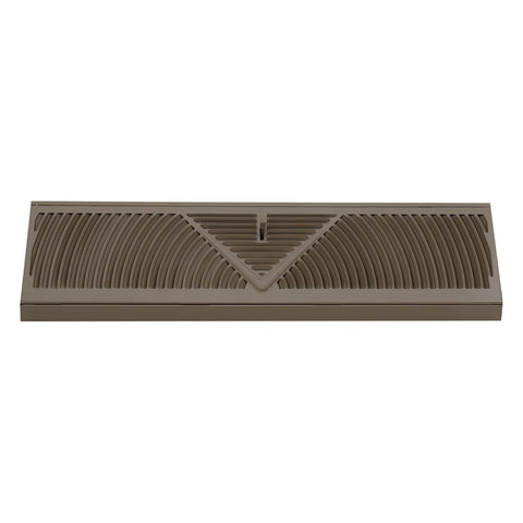 18" Brown Steel Corner Baseboard Register, Round Airflow Adjustable Vent Cover