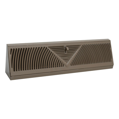 18" Brown Steel Corner Baseboard Register, Round Airflow Adjustable Vent Cover