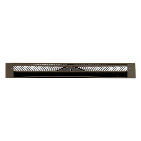 24" Brown Steel Corner Baseboard Register, Round Airflow Adjustable Vent Cover