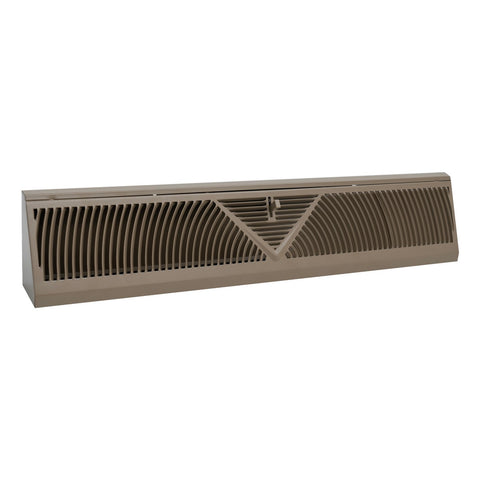 24" Brown Steel Corner Baseboard Register, Round Airflow Adjustable Vent Cover
