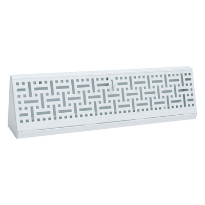 18" White Steel Basket Weave Corner Baseboard Register, Decorative Adjustable Vent Cover