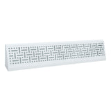 24" White Steel Basket Weave Corner Baseboard Register, Decorative Adjustable Vent Cover