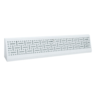 24" White Steel Basket Weave Corner Baseboard Register, Decorative Adjustable Vent Cover