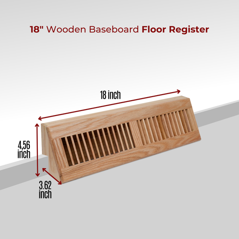 18" Corner Baseboard Register | Oak