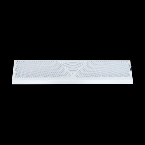 24" White Steel Corner Baseboard Register, Round Airflow Adjustable Vent Cover
