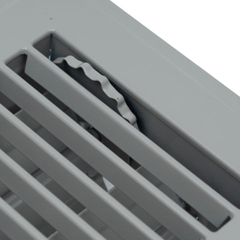 4"x10" Heavy Duty Steel Floor Register, Louvered Air Vent with Adjustable Damper | Gray | Out. Dim.: 5-3/4"W X 11-3/4"H