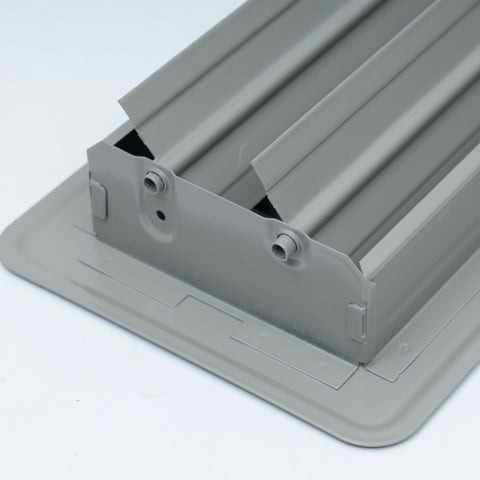 4"x10" Heavy Duty Steel Floor Register, Louvered Air Vent with Adjustable Damper | Gray | Out. Dim.: 5-3/4"W X 11-3/4"H