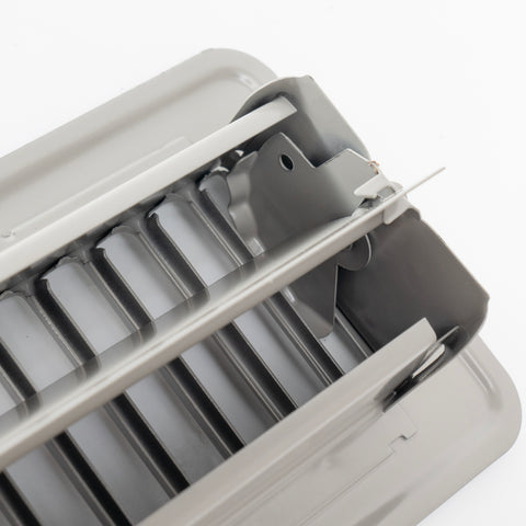 2"x10" Heavy Duty Steel Floor Register, Louvered Air Vent with Adjustable Damper | Gray | Out. Dim.: 3-3/4"W X 11-3/4"H